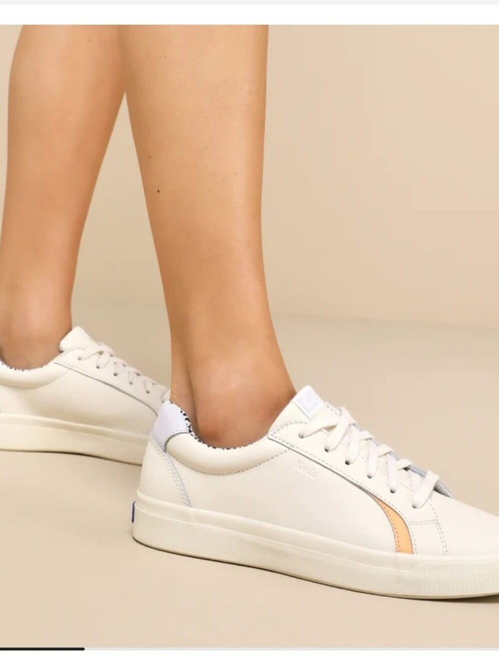 Keds Women's Pursuit Leather Sneakers Size 12.5W Cream Low Top Lace-up